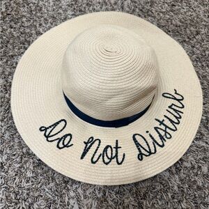 Beige Wide Brim Hat with Navy/Black Band